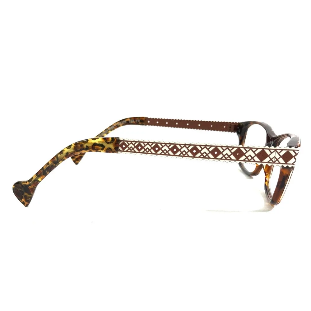 BOZ Eyeglasses Frames ZIGGY 9010 Panther White Brown Argyle Arms 53-15-137